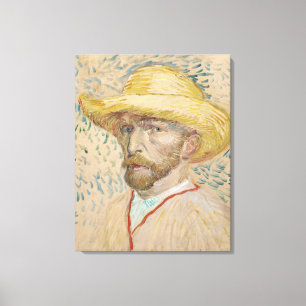 Impressão Em Tela autorretrato de Van Gogh com chapéu de palha