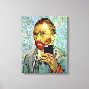 Impressão Em Tela Autorretrato de Vincent Van Gogh com Selfie no Cel