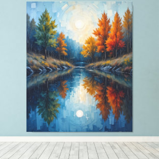 Impressão Em Tela Autumn’s Mirror: Where Sky Meets Water