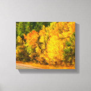 Impressão Em Tela Autumn Yellow Aspen Trees Mountain Scenery