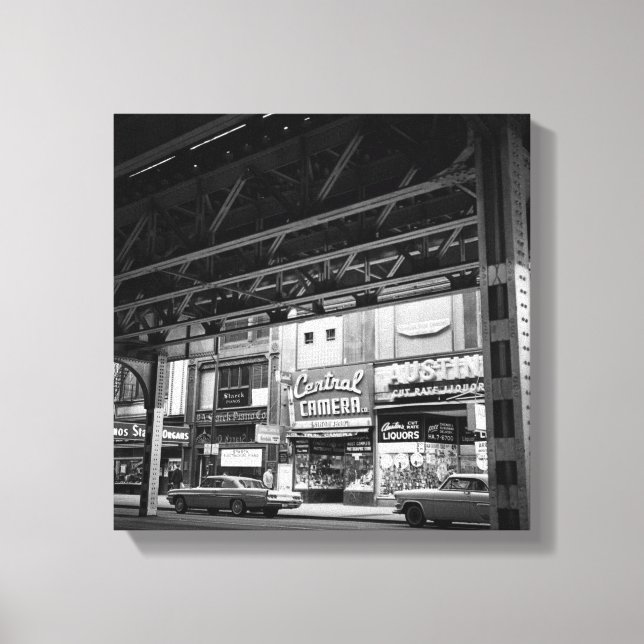 Impressão Em Tela Avenida Chicago Wabash, maio de 1961 - Carros de C (Frente)