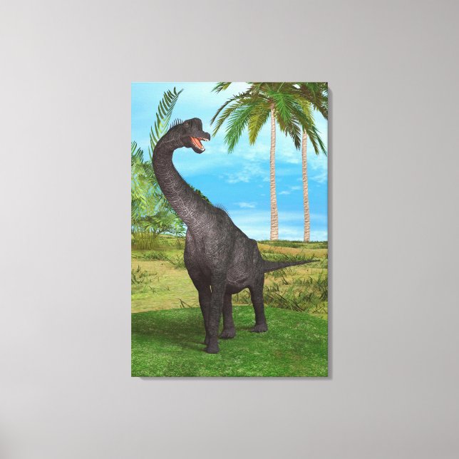 Impressão Em Tela Aventura do Dinossauro de Pescoço Longo na Selva (Frente)