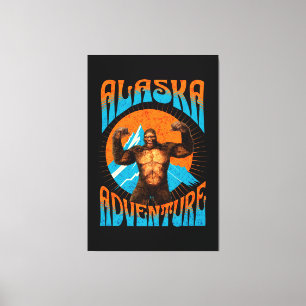 Impressão Em Tela Aventura Retro Sasquatch Montanha do Alasca