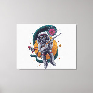 Impressão Em Tela Aventure Espacial Retro Astronauta Criatura Cósmic