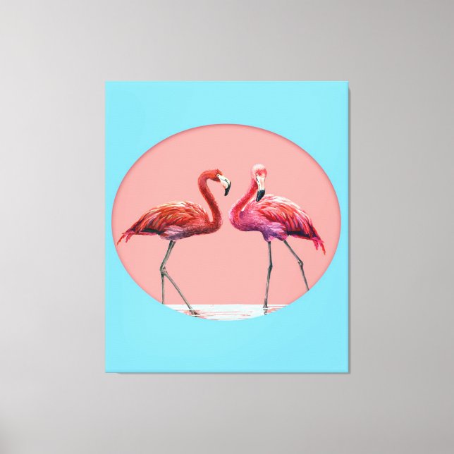 Impressão Em Tela Aves Flamingo Na Água | Presente Para Amantes Flam (Frente)