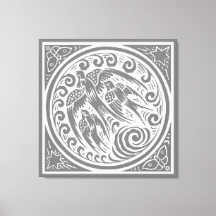 Impressão Em Tela Aves Vintage com Borboletas e Estrelas