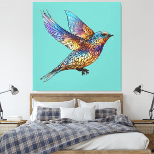Impressão Em Tela "Aviador Gracioso" Andorinhão Multicolorido