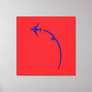 Impressão Em Tela Avião com Via Aérea Vermelha