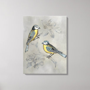 Impressão Em Tela Aviário Silvered  Casal de aves