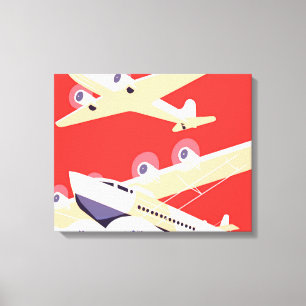 Impressão Em Tela Aviões Voando Aviões Propulsores Vintage