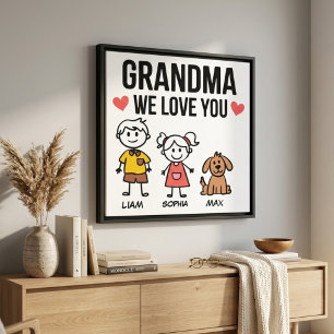Impressão Em Tela Avó Nós Amamos Você Ilustração Família Lar