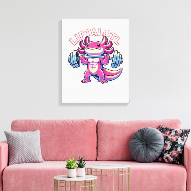 Impressão Em Tela  Axolotl LEVANTALOTL (Insitu(Sala de estar))