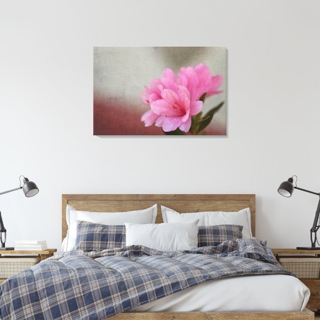 Impressão Em Tela Azálea Rosa Texturizada (Insitu(Quarto))