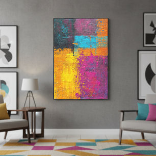 Impressão Em Tela Azeite de Abstrato moderno Texturizado Vibrante
