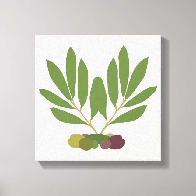 Impressão Em Tela Azeitonas e ramos minimalistas. (Frente)