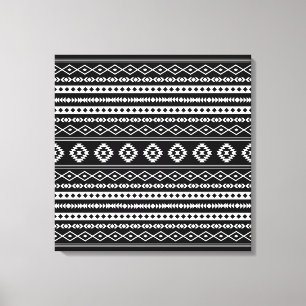 Impressão Em Tela Aztec White em Padrão Mixado Preto de Motifs