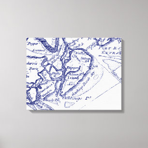 Impressão Em Tela Azuis marinhos do mapa do vintage do SC de Hilton
