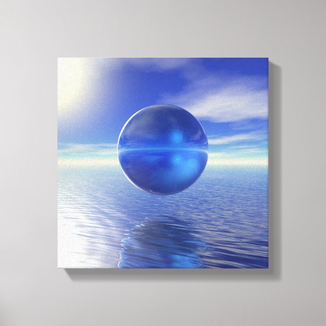 Impressão Em Tela Azul Abstrato (Frente)