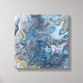 Impressão Em Tela Azul Abstrato moderno e pintura de Cinza