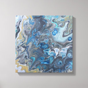Impressão Em Tela Azul Abstrato moderno e pintura de Cinza