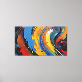 Impressão Em Tela Azul Amarelo Vibrante Pintura Abstrata a Óleo em R