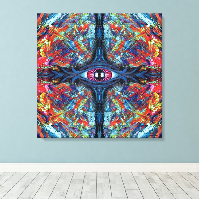 Impressão Em Tela Azul de pintura torcida e tripada (Insitu(piso de madeira))