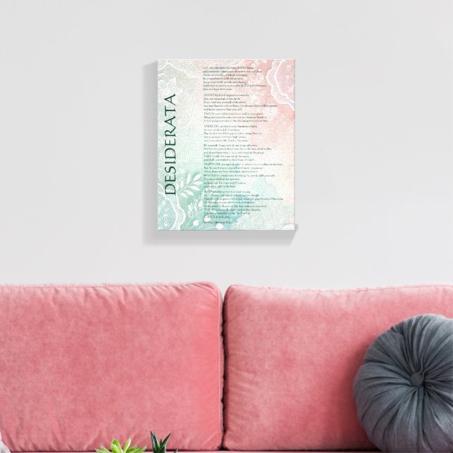 Impressão Em Tela Azul e Rosa Floral e Renda (Insitu(Sala de estar))