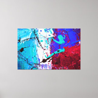 Impressão Em Tela Azul E Vermelho Moderno Muro,