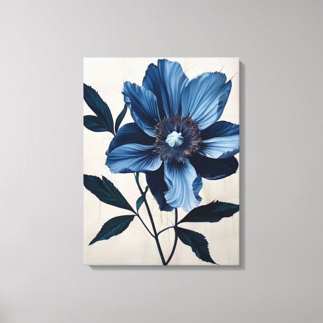 Impressão Em Tela Azul-Floral Respirante (Frente)