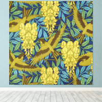 Azul Marinho Vintage com Padrão Floral Amarelo