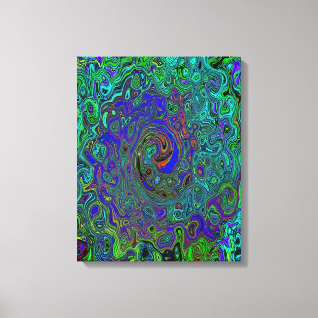 Impressão Em Tela Azul Marmoreado e Abstrato Aquamarino (Frente)