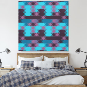 Impressão Em Tela azul pavão, roxo, azul topázio e trovão