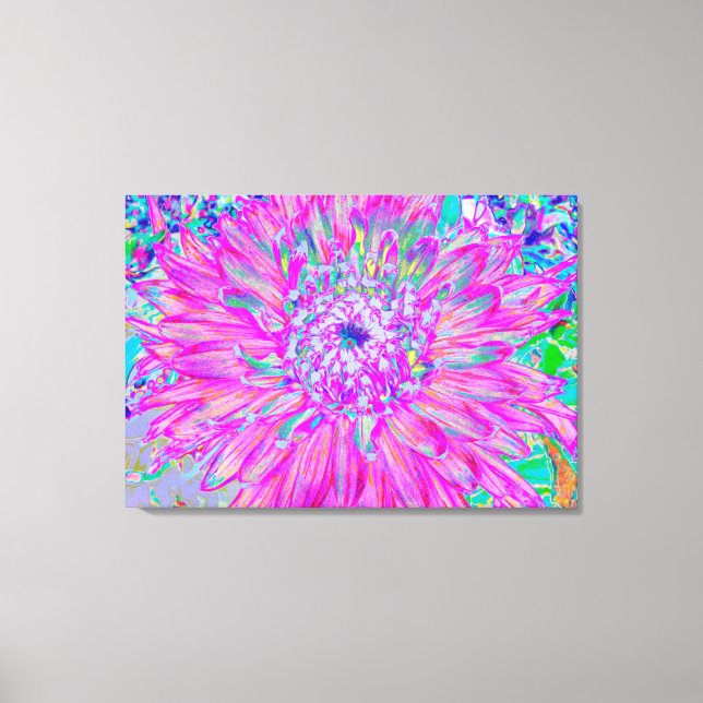 Impressão Em Tela Azul rosa legal e Artsy Roxo Dahlia Bloom (Frente)