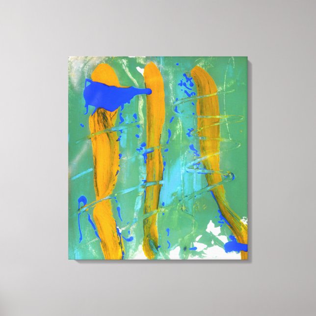 Impressão Em Tela Azul, Verde e Amarelo (Estudo de Cor) #1 (Frente)