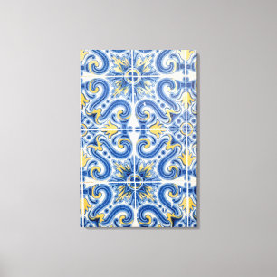 Impressão Em Tela Azulejo azul e amarelo, Portugal
