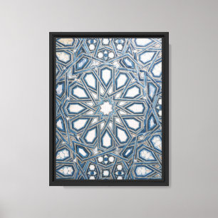 Impressão Em Tela Azulejo Mediterrâneo Branco e Azul Celeste