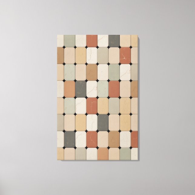 Impressão Em Tela Azulejo Tecido Orgânico Tom Terra (Frente)