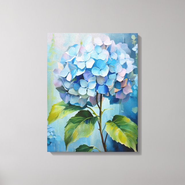 Impressão Em Tela Azure Elegance: Hydrangea in Bloom (Frente)