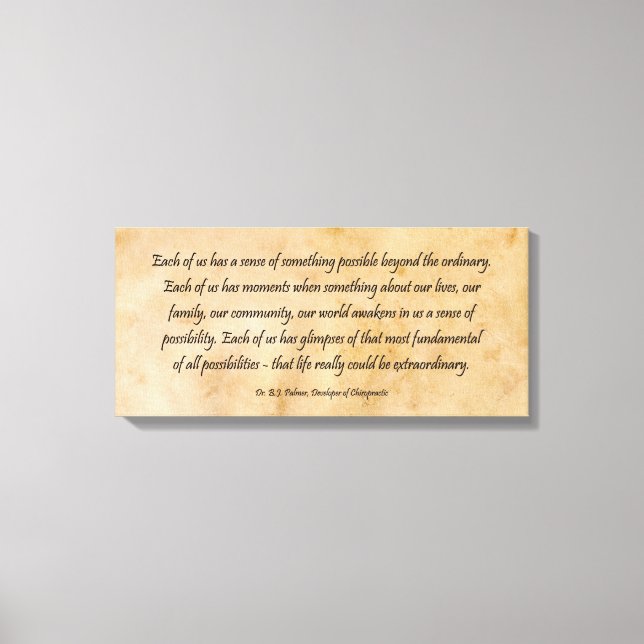 Impressão Em Tela B J Palmer Vida Extraordinária Quiroprática (Frente)