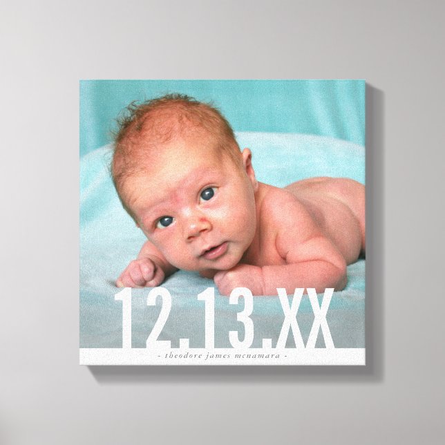 Impressão Em Tela BABY FOTO NASCIMENTO DATA DE NASCIMENTO negrito ti (Frente)