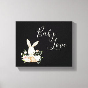 Impressão Em Tela Baby Love Script Pink Black Woodland Animal