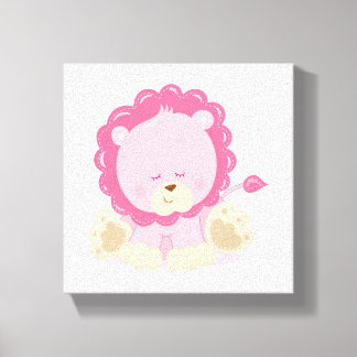 Impressão Em Tela Baby Safari Pink Sonolento Lion