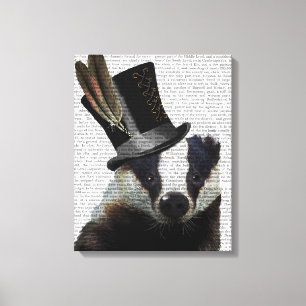 Impressão Em Tela Badger Steampunk em Top Hat