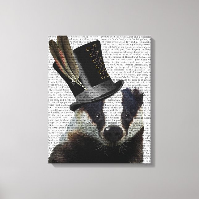 Impressão Em Tela Badger Steampunk no Top Hat (Frente)