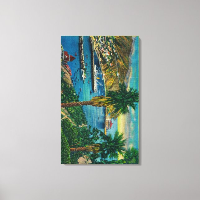 Impressão Em Tela Baía de Avalon, Papais noeis Ilha Catalina de Skyl (Frente)