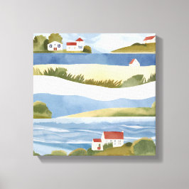 Impressão Em Tela Baía de Cape Cod | Aquarela Costeira da Orla Oceân