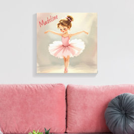 Impressão Em Tela Bailarina Menina com Tutu Rosa Personalizado
