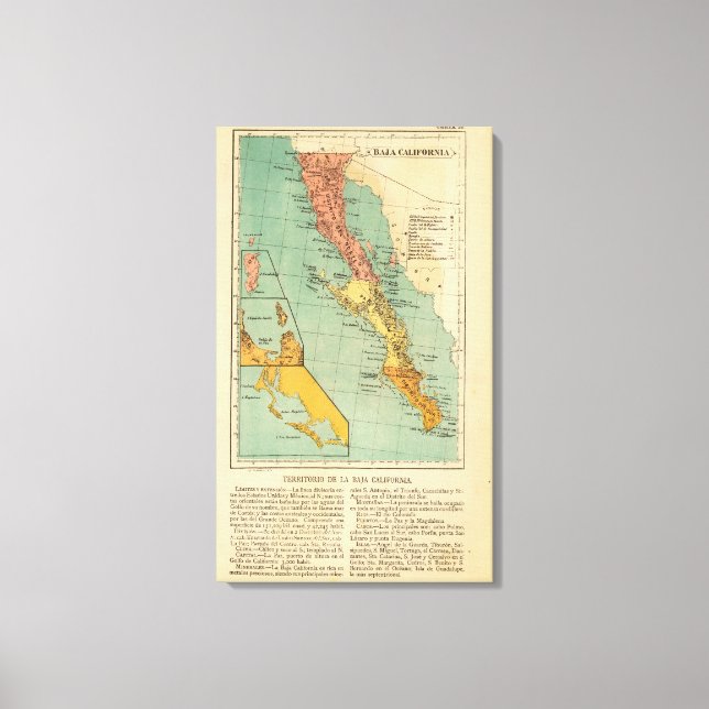 Impressão Em Tela Baixa Califórnia, México (Frente)