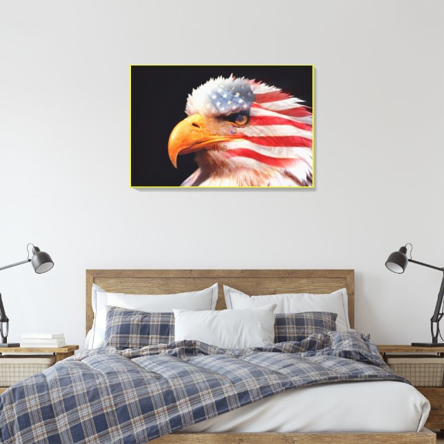 Impressão Em Tela Bald Eagle 4 De Julho Embalado (Insitu(Quarto))