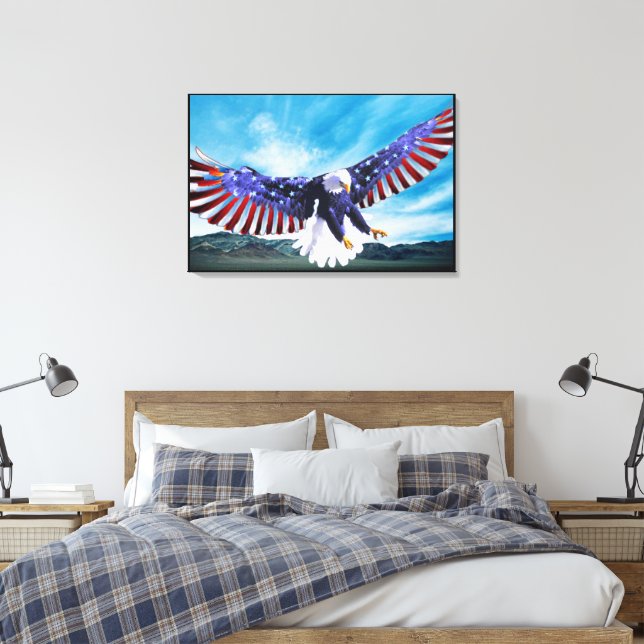 Impressão Em Tela Bald Eagle 4 De Julho Embalado (Insitu(Quarto))